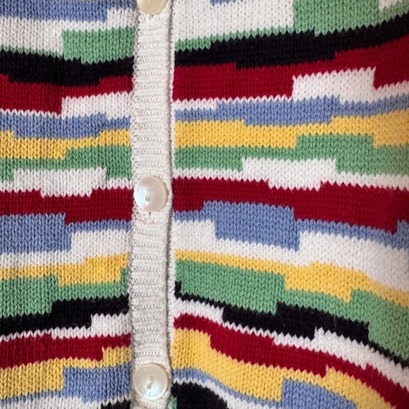 Talbots Multicolor 100% cotton cardigan Knit Sweater size large - Picture 4 of 8